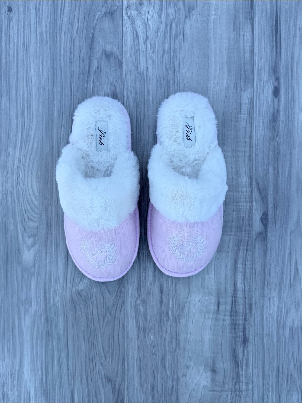 Victoria's Secret PINK plush faux-fur slippers